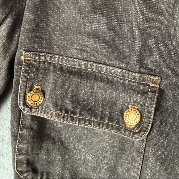 Lauren Ralph Lauren Women’s Med Dark Denim Moto Jacket w/ Gold colored hardware - Picture 3 of 15